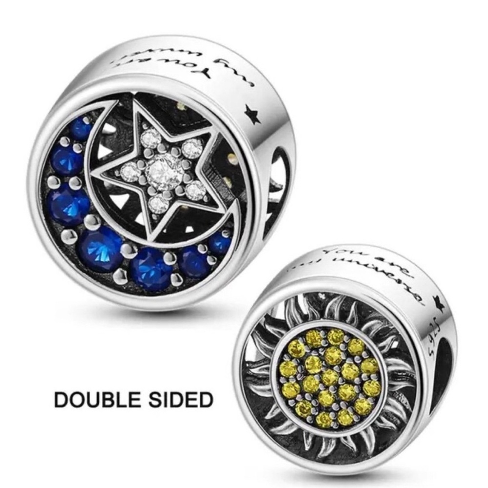 NEW Sun, Moon & Stars "You Are My Universe" Pandora Style Charm - double sided